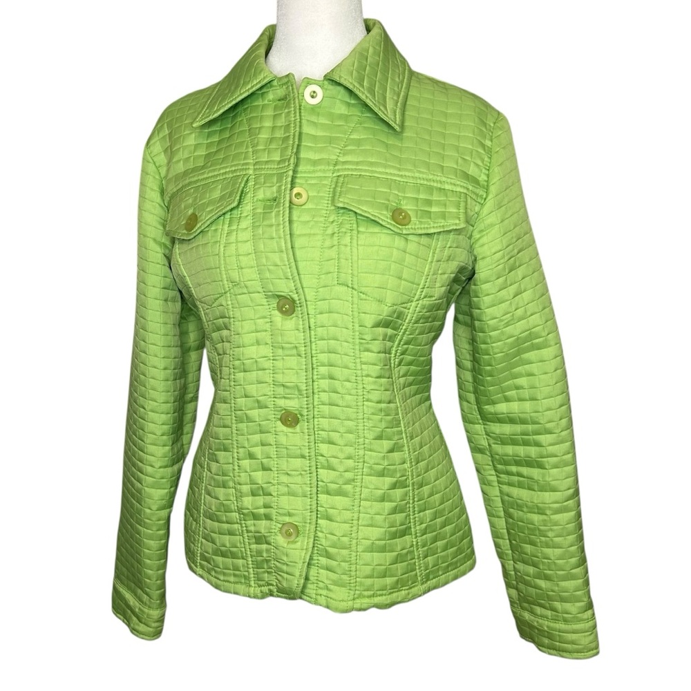 Harve Benard Quilted Jacket Lime Spring Green Women's Size 6 Career Colorful